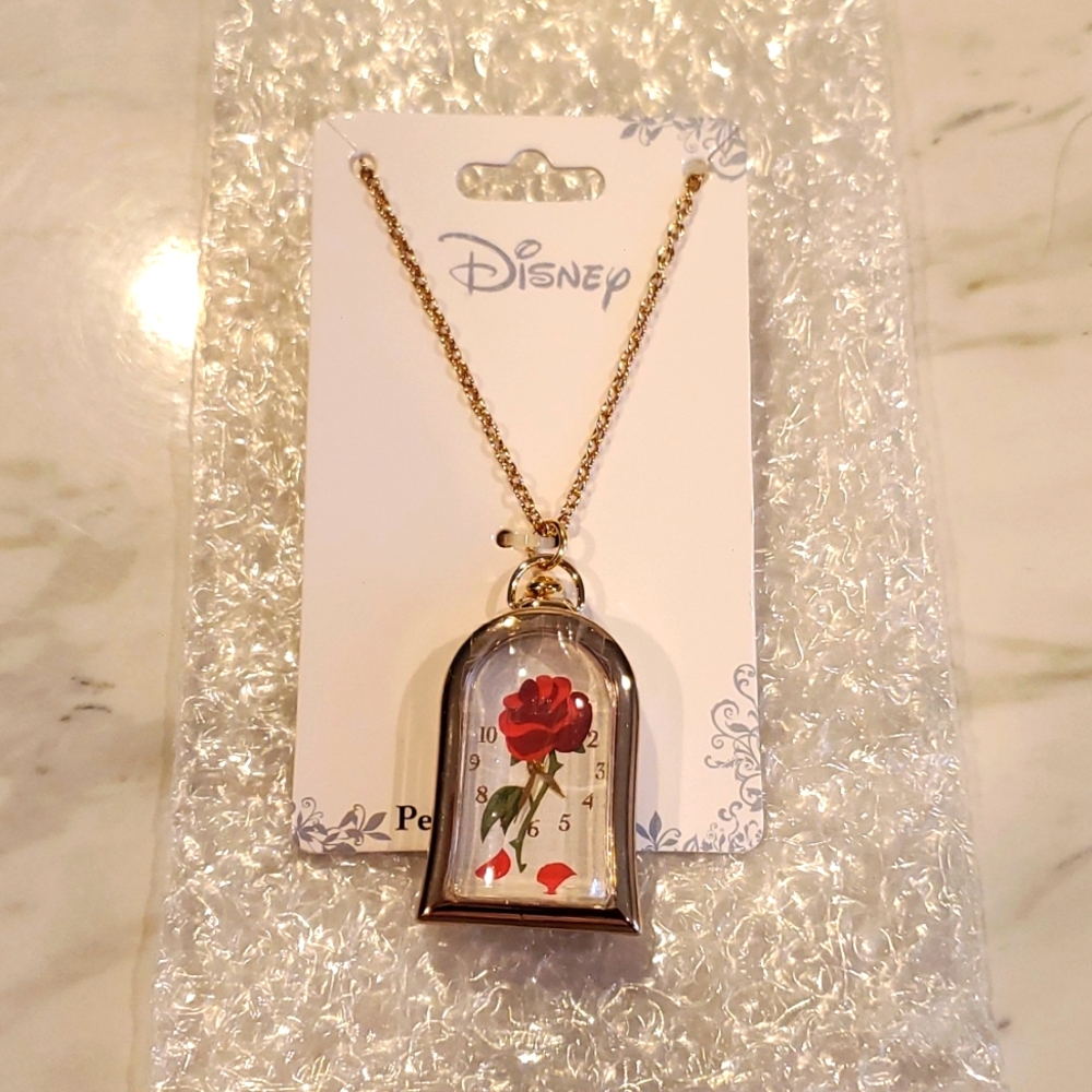 🌹Disney Beauty and The Beast Rose Pendant Watch- Brand New